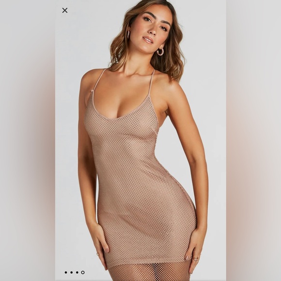 WINDSOR’s Caught In Good Vibes Fishnet Rhinestone Midi Dress - Picture 4 of 6